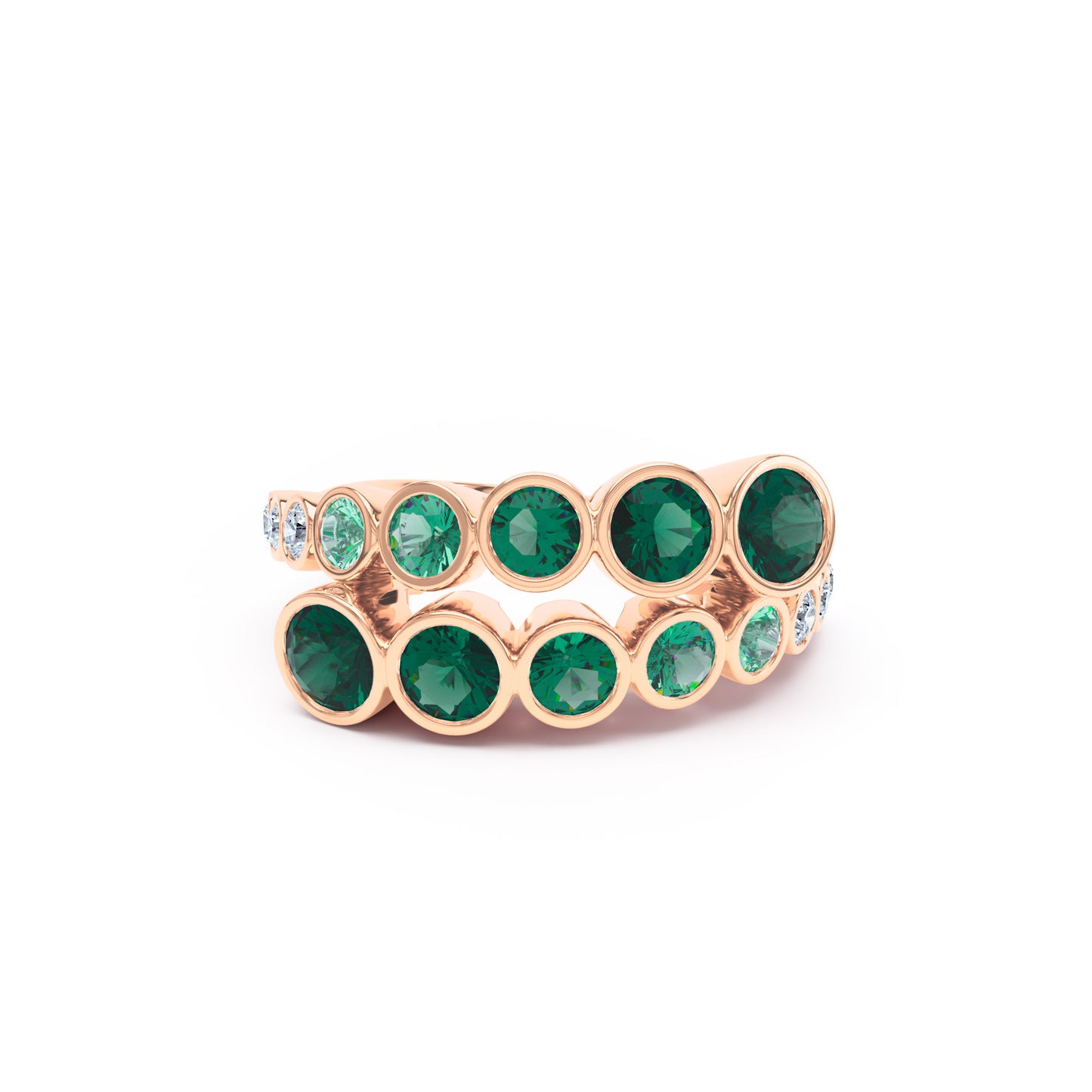 Round Emeralds & Diamonds in 18ct Rose Gold