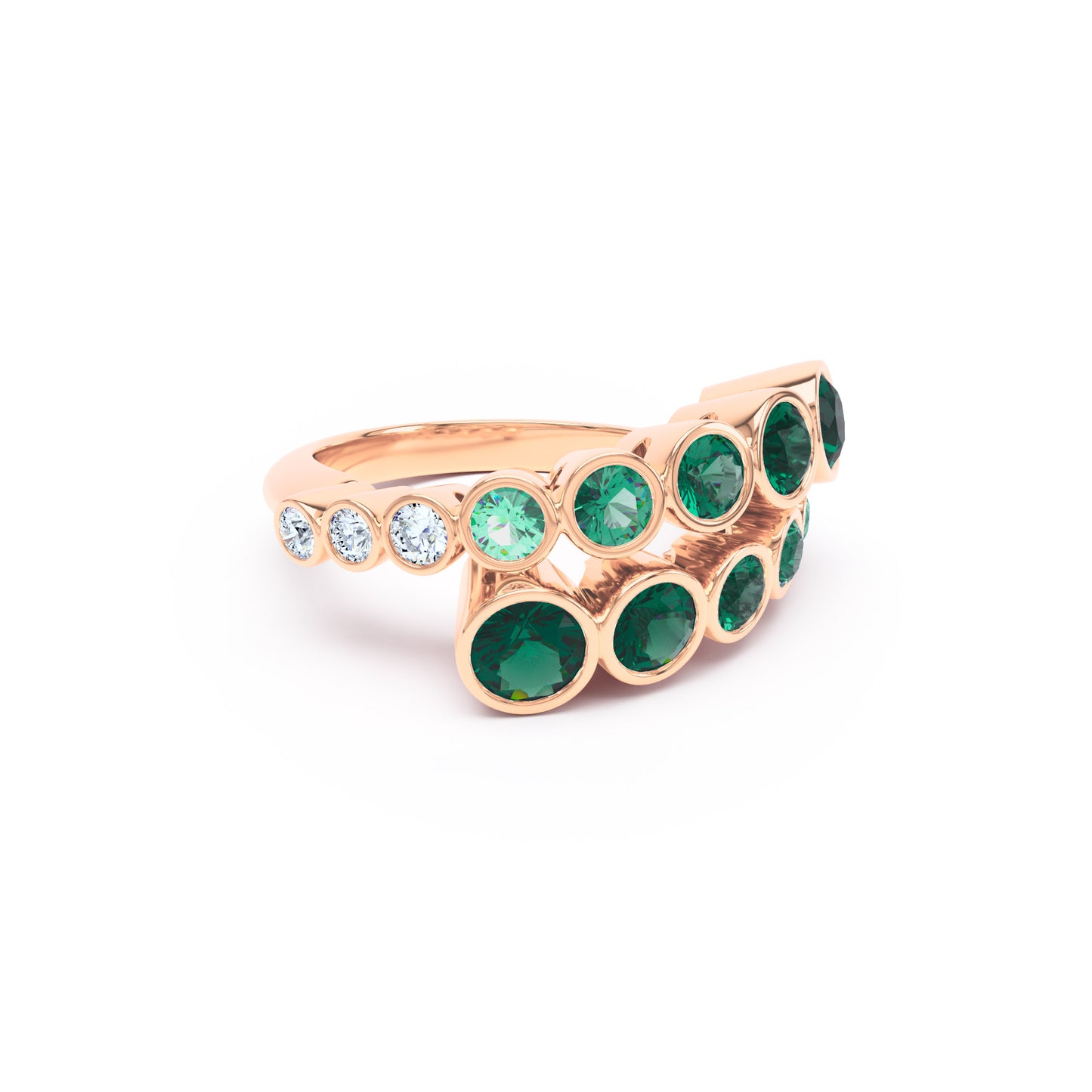 Round Emeralds & Diamonds in 18ct Rose Gold