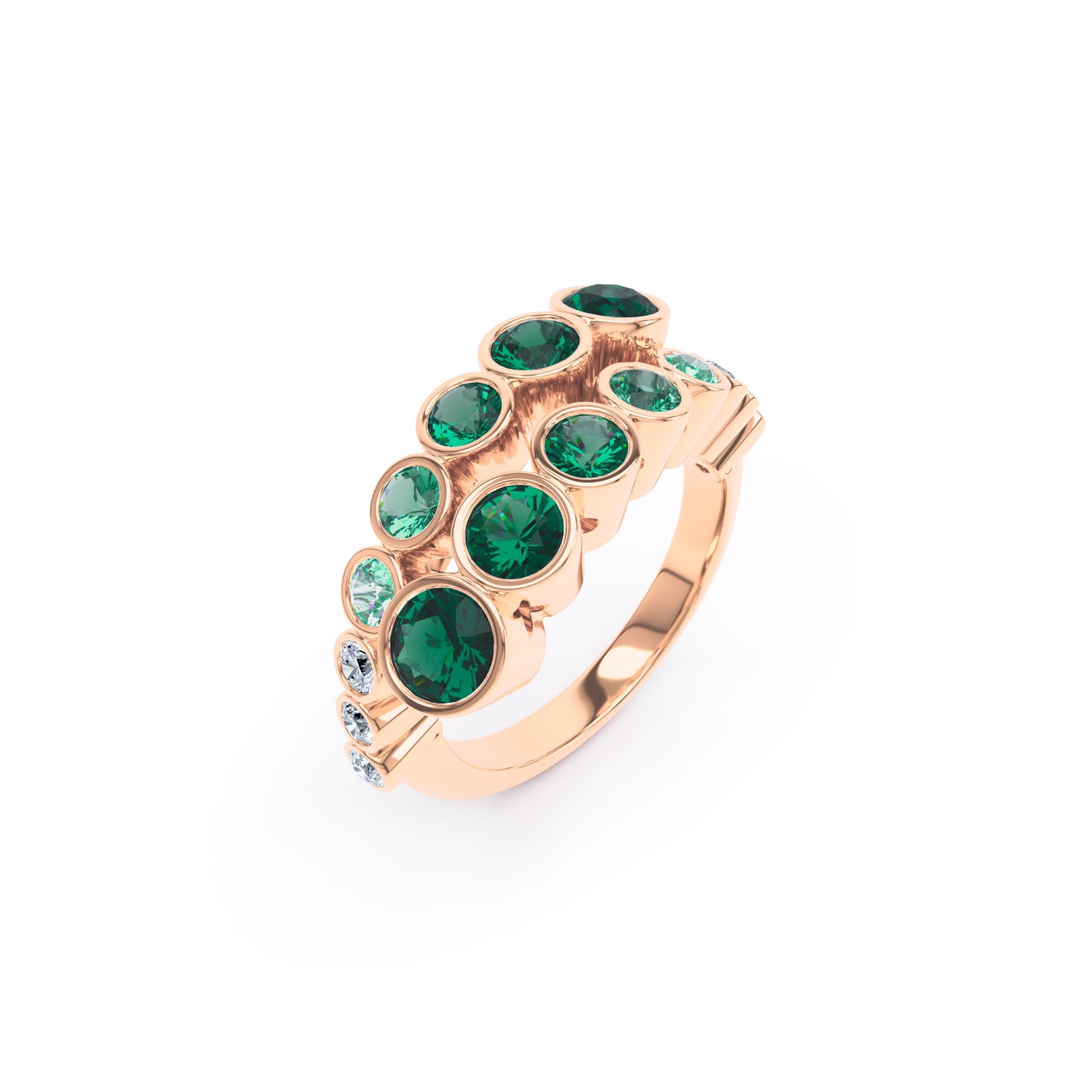 Round Emeralds & Diamonds in 18ct Rose Gold