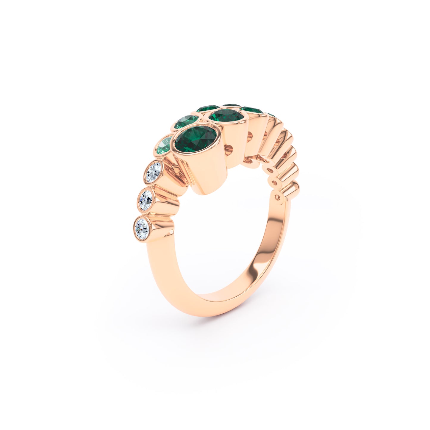 Round Emeralds & Diamonds in 18ct Rose Gold