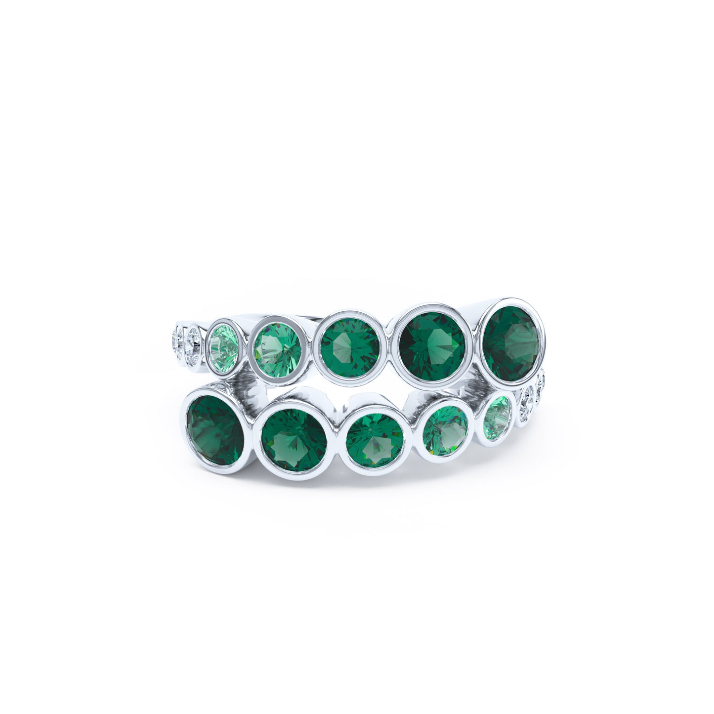 Round Emeralds & Diamonds in Platinum
