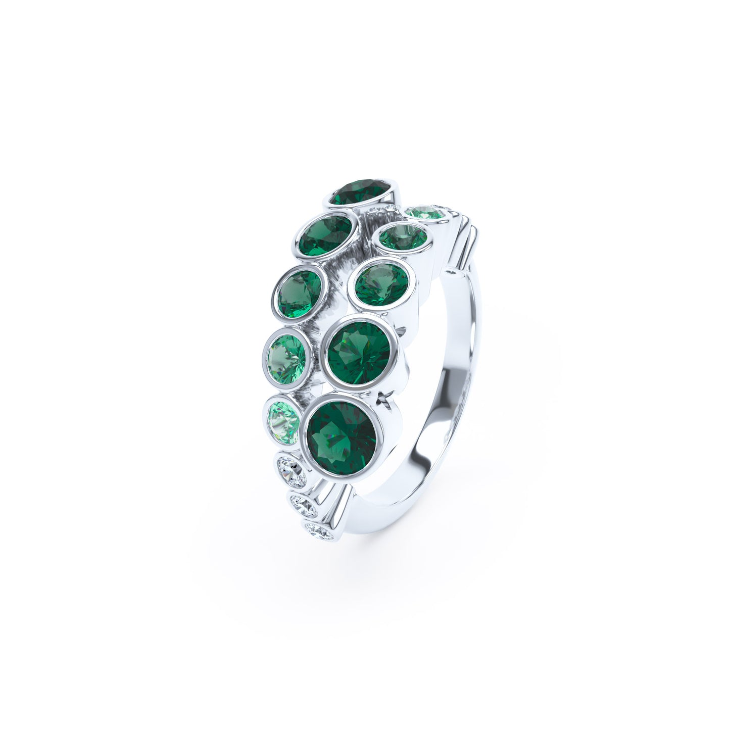 Round Emeralds & Diamonds in Platinum
