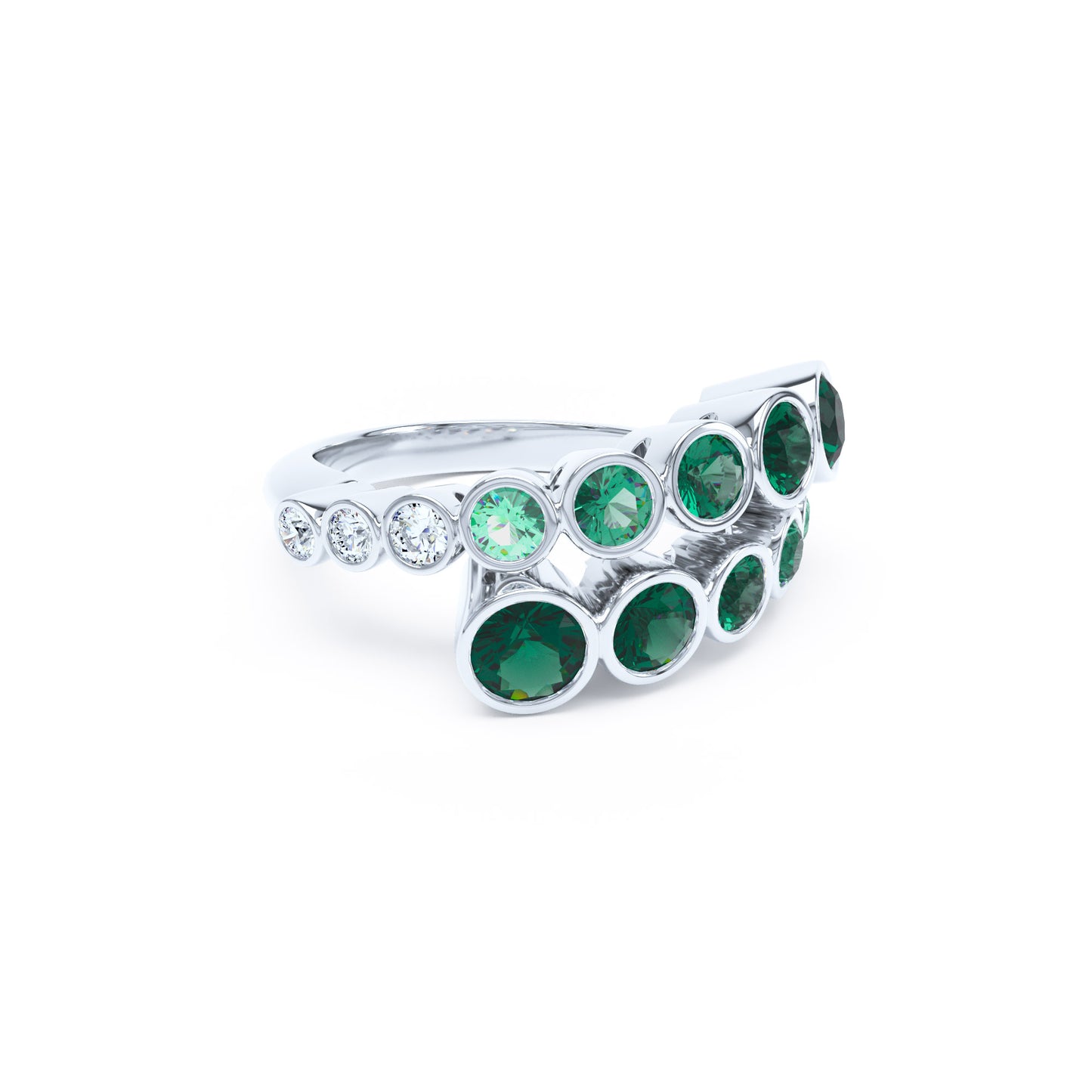 Round Emeralds & Diamonds in Platinum