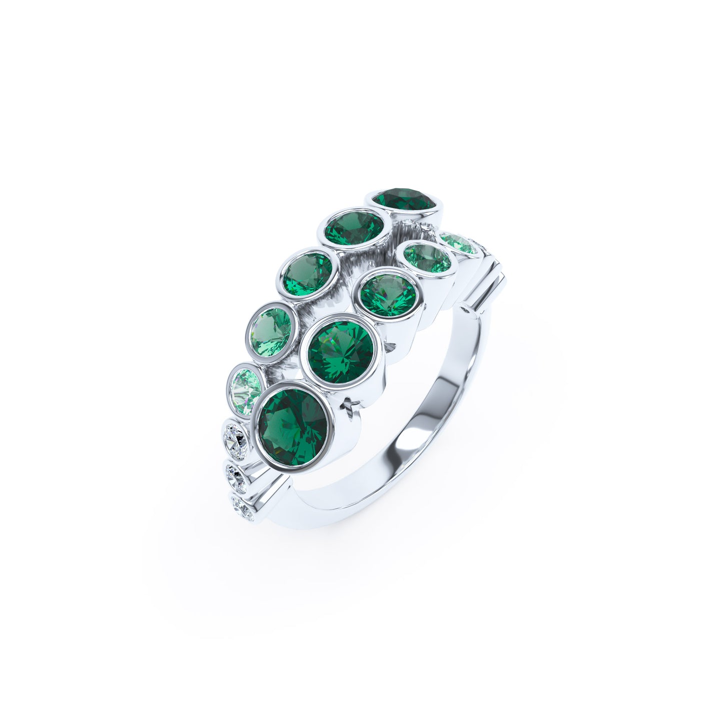 Round Emeralds & Diamonds in Platinum