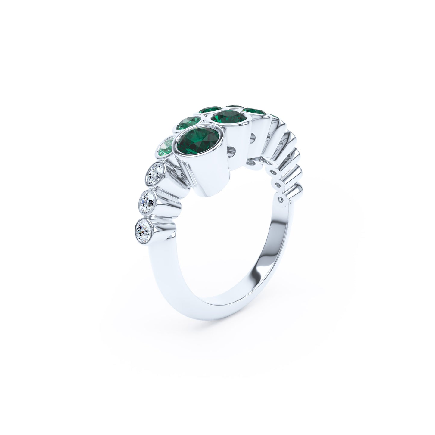 Round Emeralds & Diamonds in Platinum