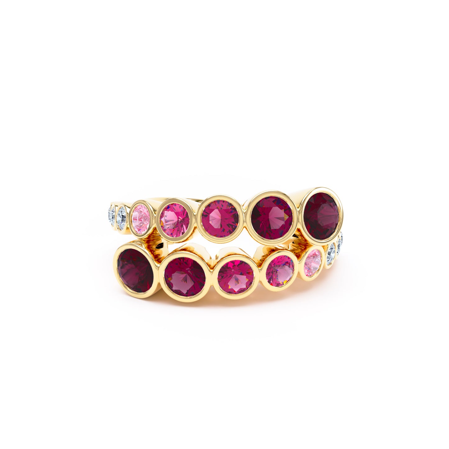 Round Rubies & Diamonds in 18ct Yellow Gold