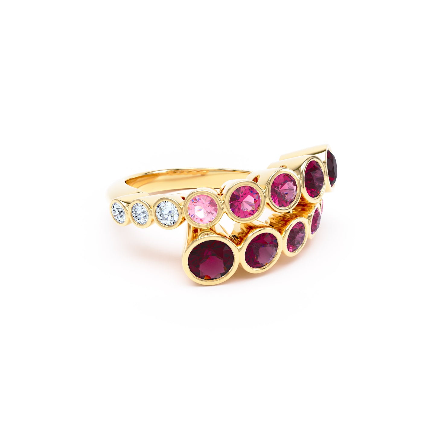 Round Rubies & Diamonds in 18ct Yellow Gold