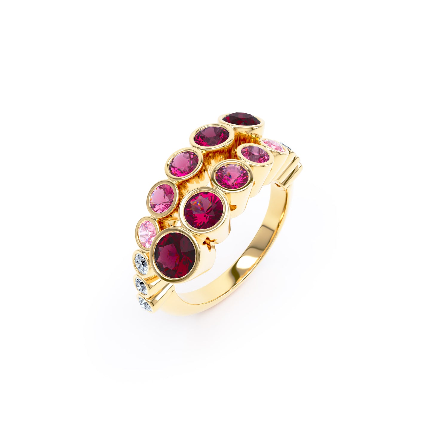 Round Rubies & Diamonds in 18ct Yellow Gold