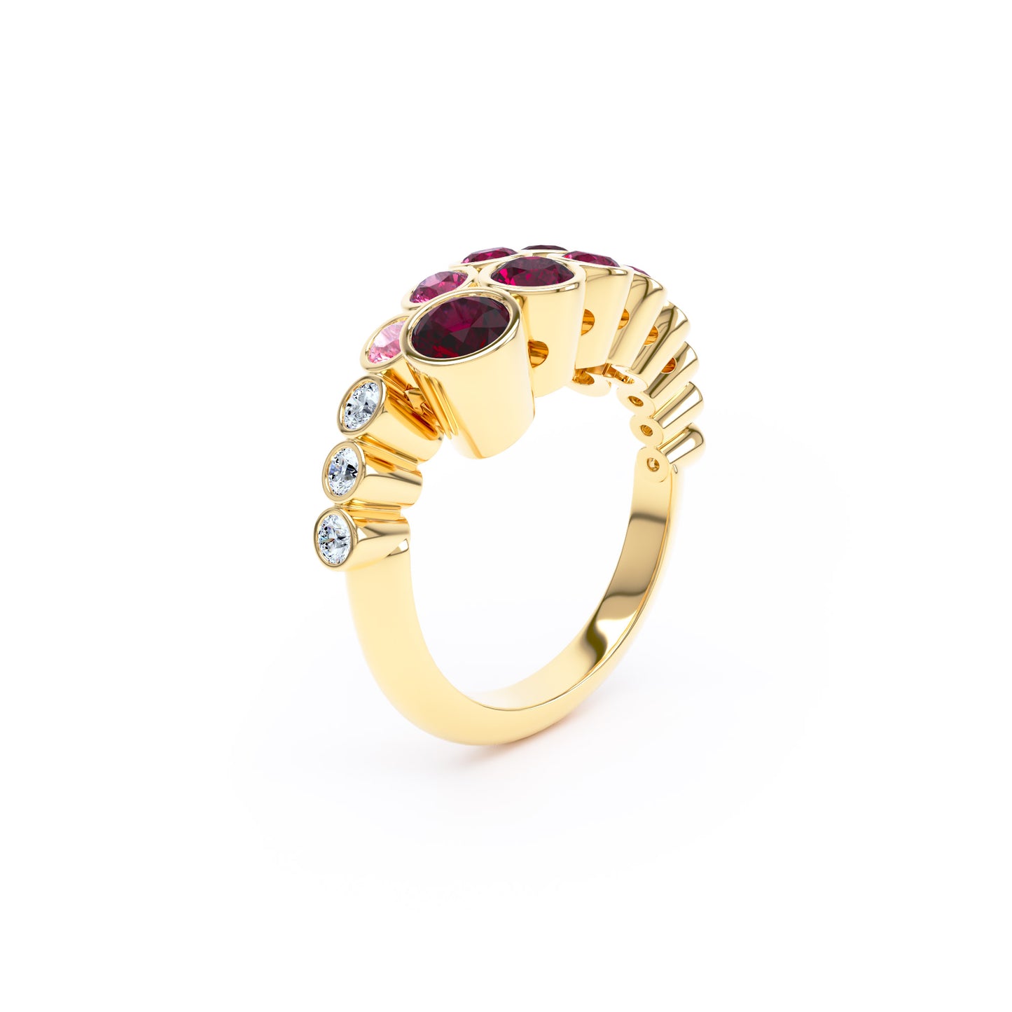 Round Rubies & Diamonds in 18ct Yellow Gold
