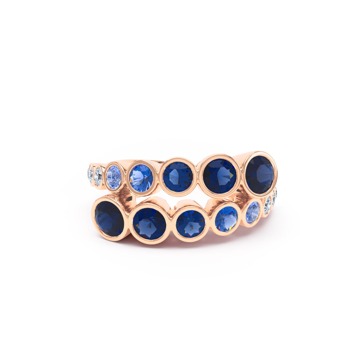 Round Sapphires & Diamonds in 18ct Rose Gold
