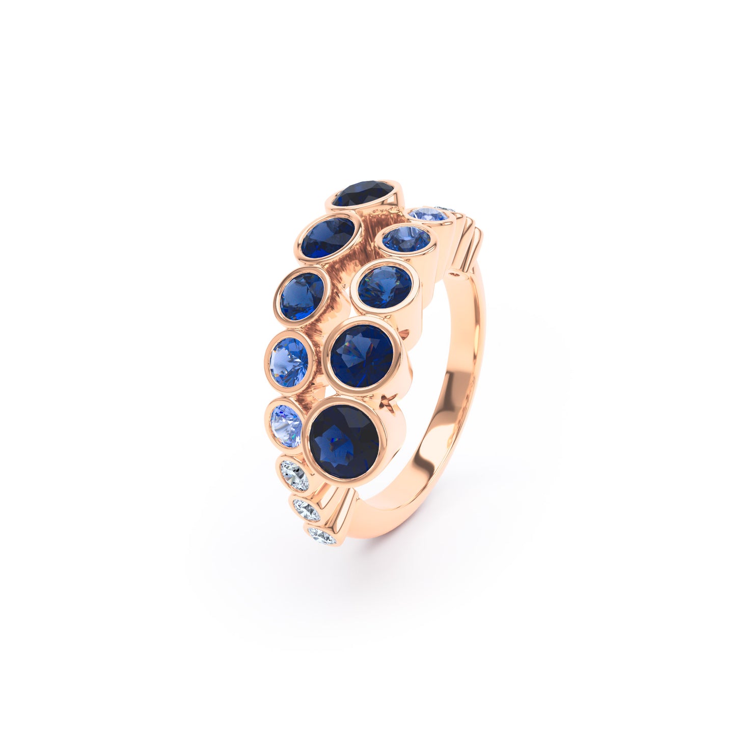 Round Sapphires & Diamonds in 18ct Rose Gold