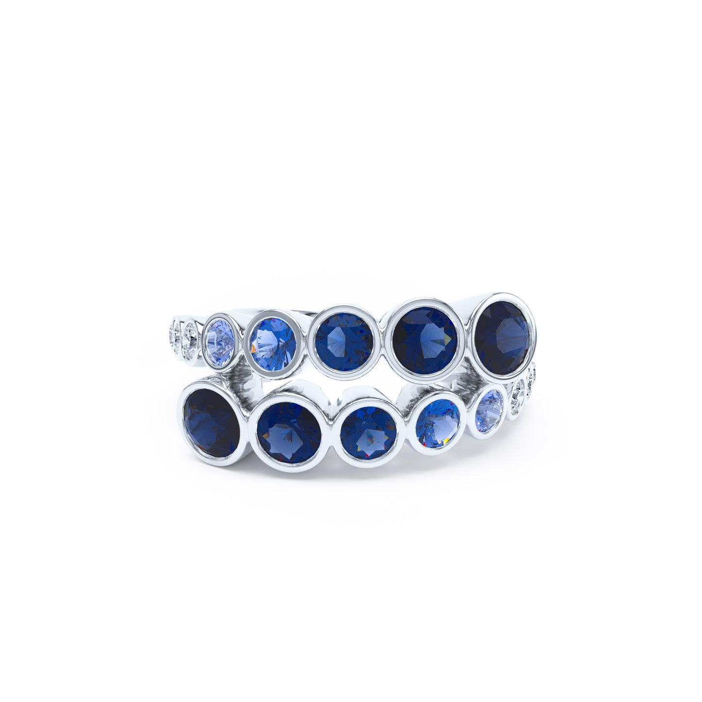 Round Sapphires & Diamonds 18ct White Gold
