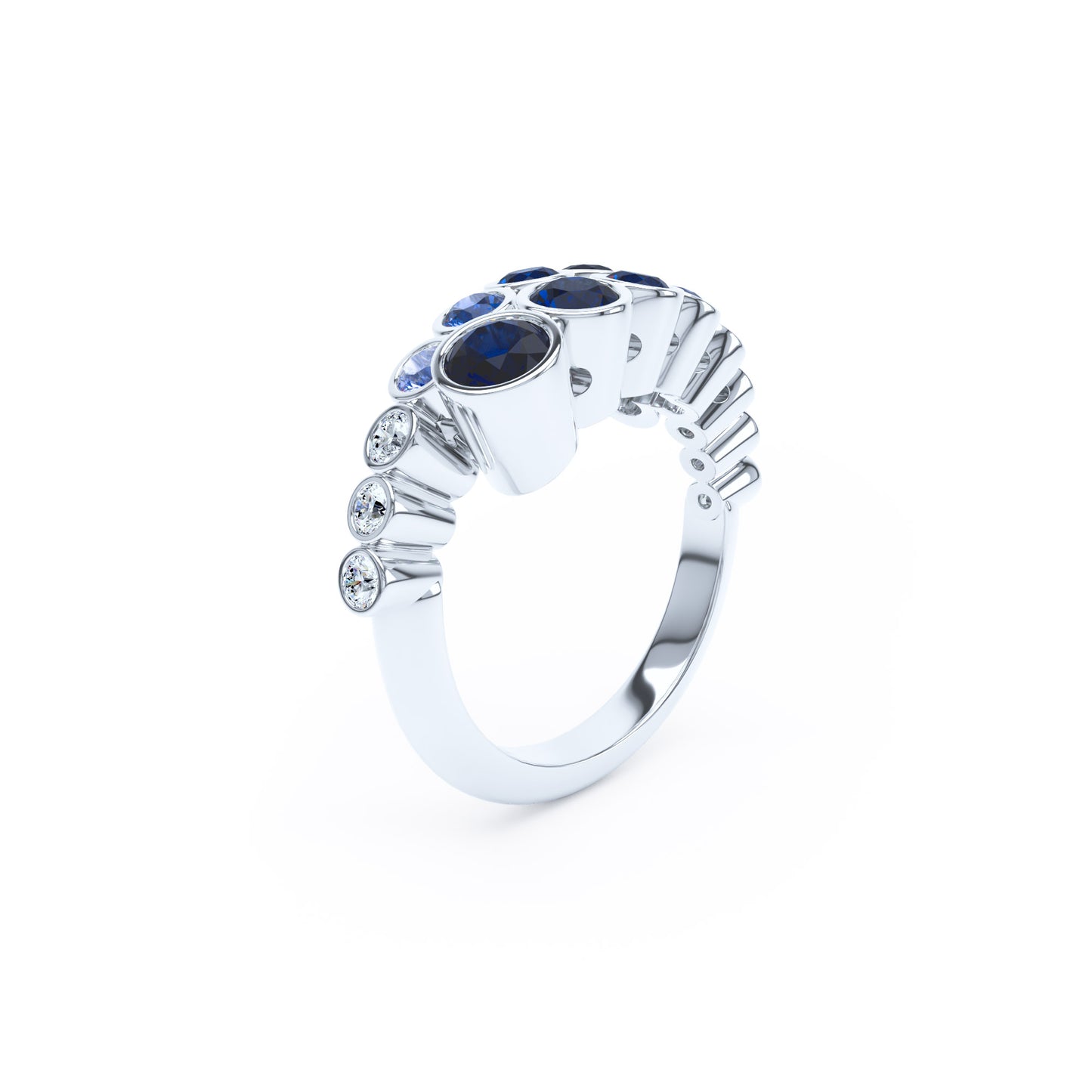 Round Sapphires & Diamonds in Platinum