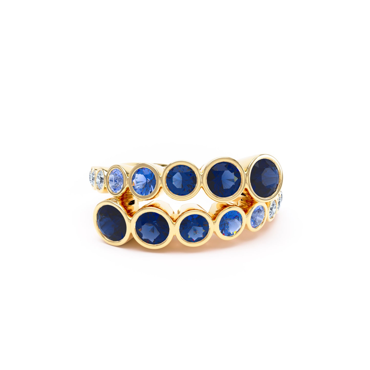 Round Sapphires & Diamonds in 18ct Yellow Gold