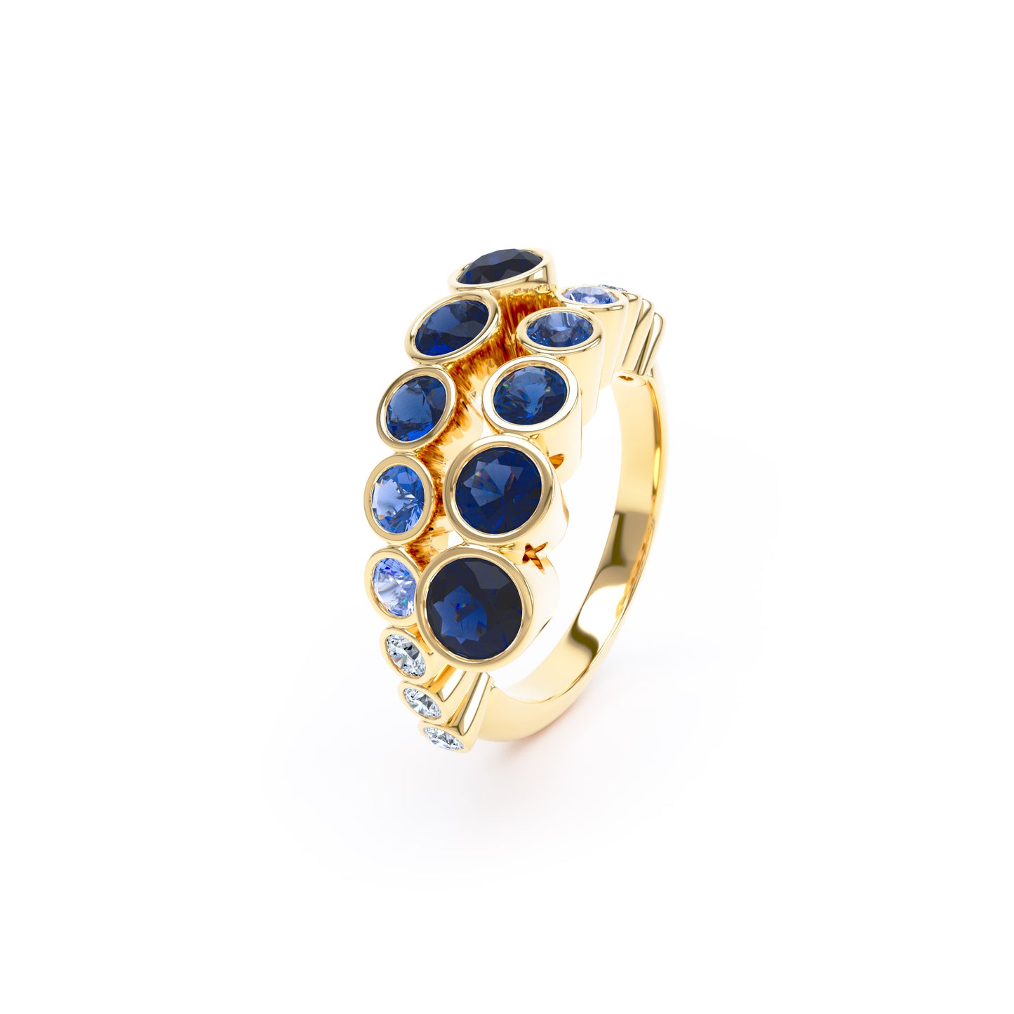 Round Sapphires & Diamonds in 18ct Yellow Gold