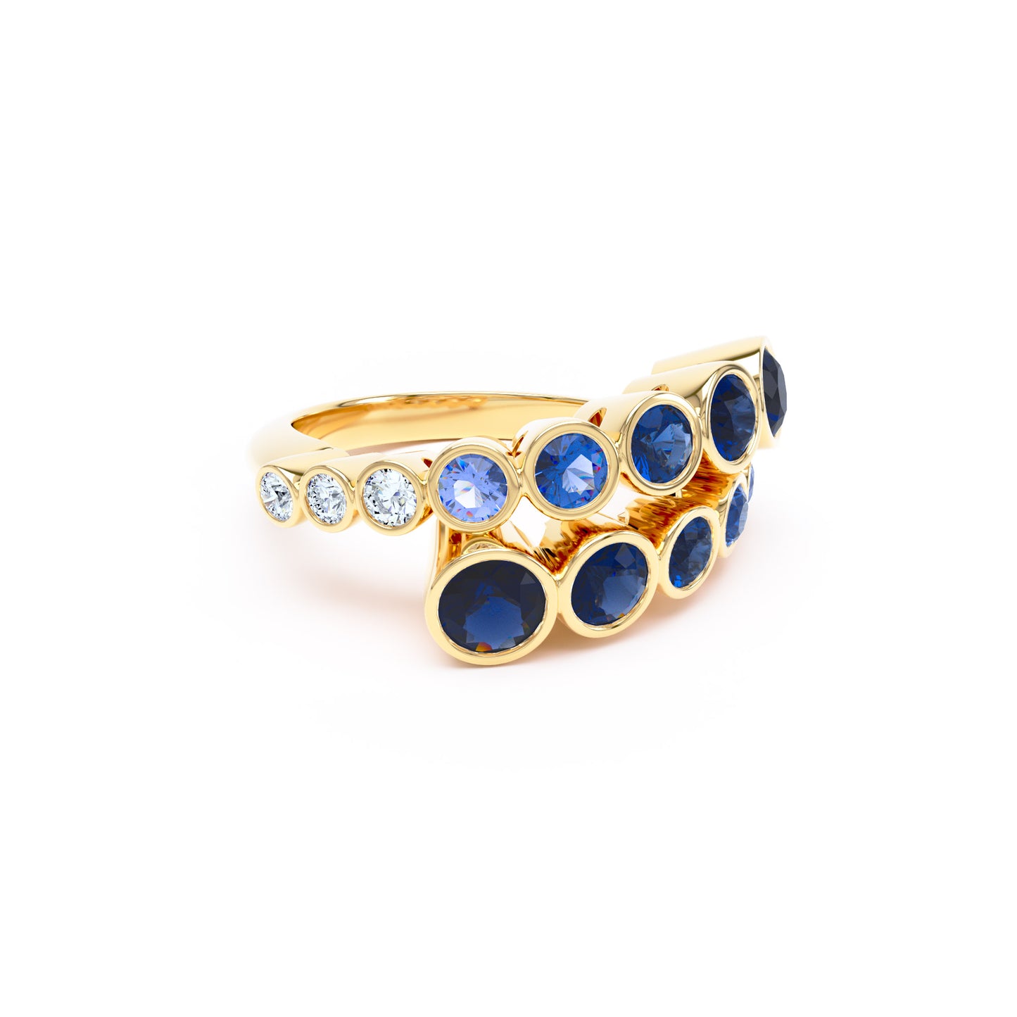 Round Sapphires & Diamonds in 18ct Yellow Gold