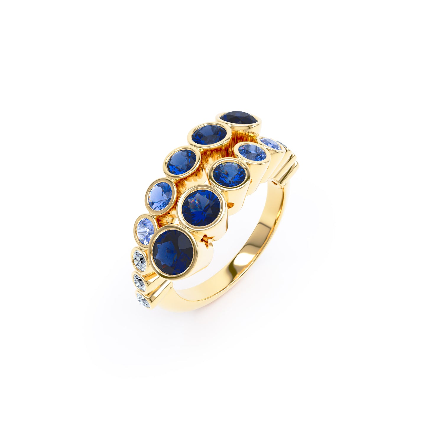 Round Sapphires & Diamonds in 18ct Yellow Gold