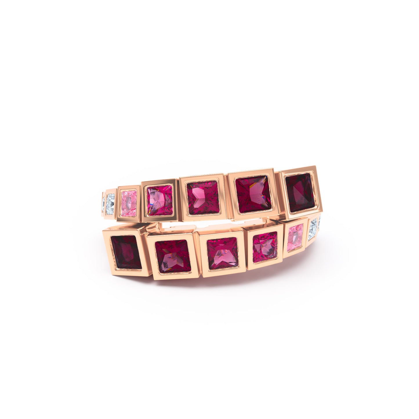 Square Rubies & Diamonds in 18ct Rose Gold