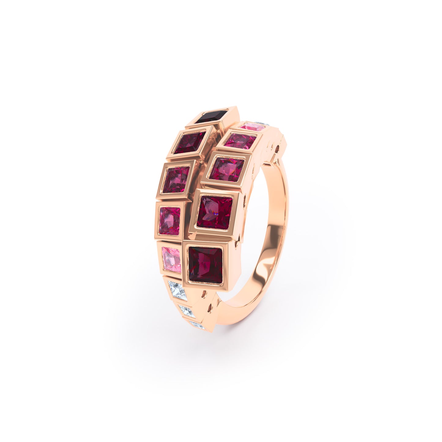 Square Rubies & Diamonds in 18ct Rose Gold
