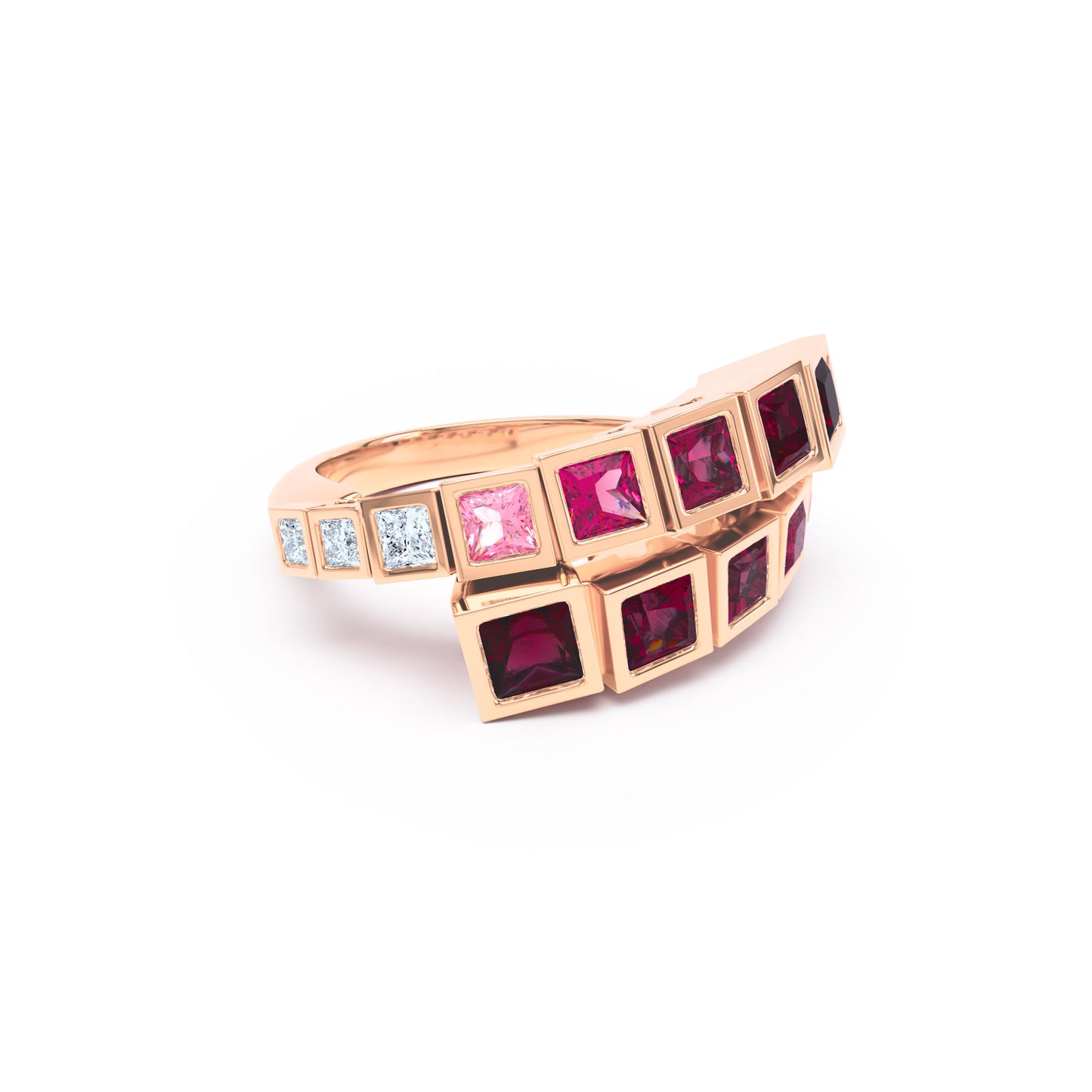 Square Rubies & Diamonds in 18ct Rose Gold