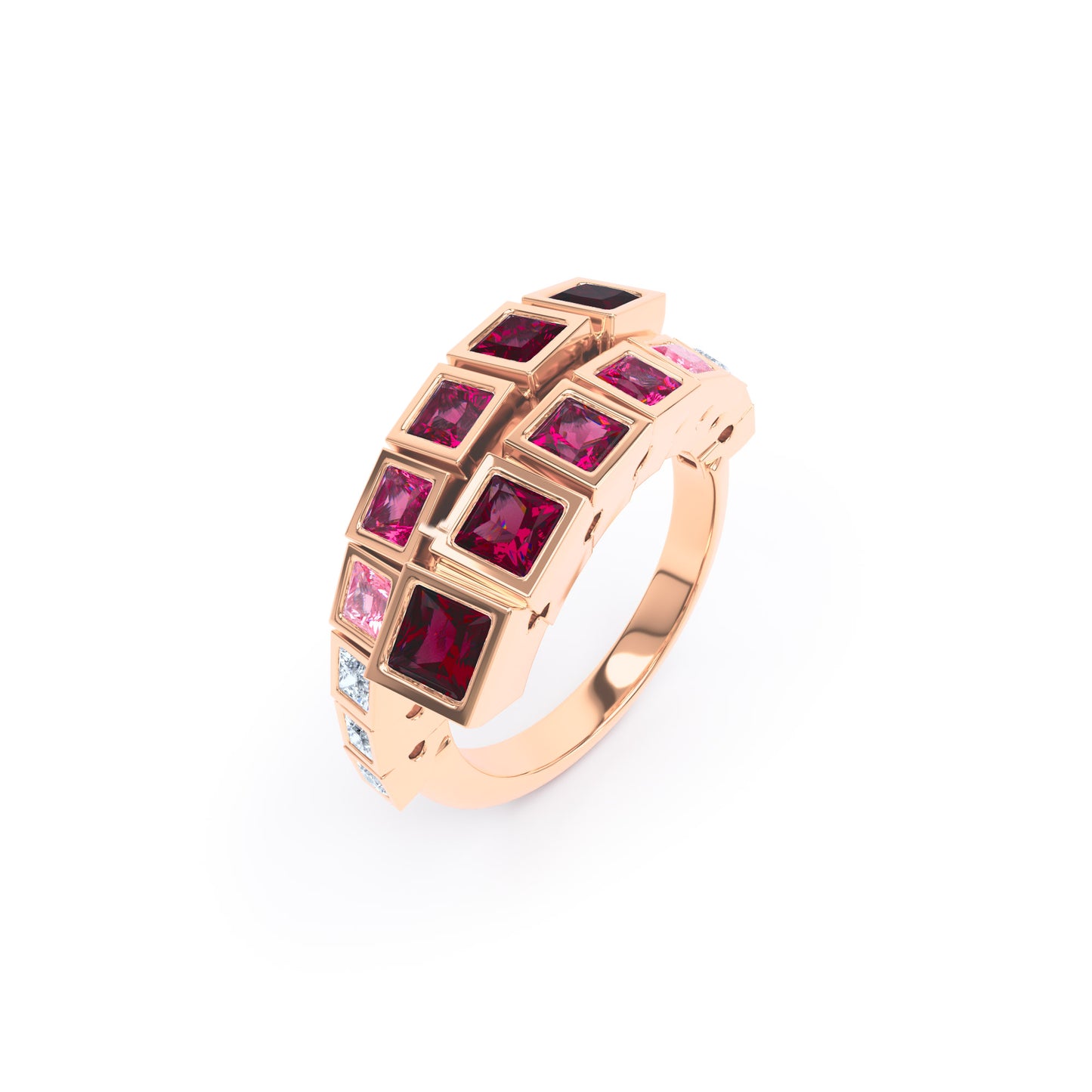 Square Rubies & Diamonds in 18ct Rose Gold