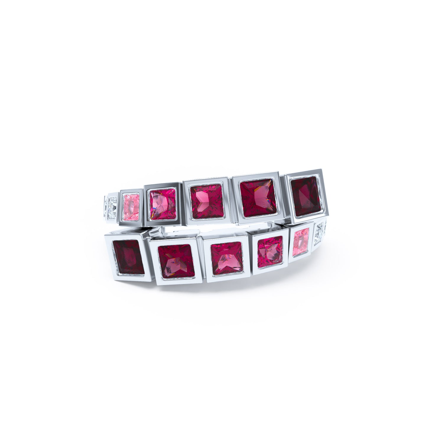 Square Rubies & Diamonds in 18ct White Gold