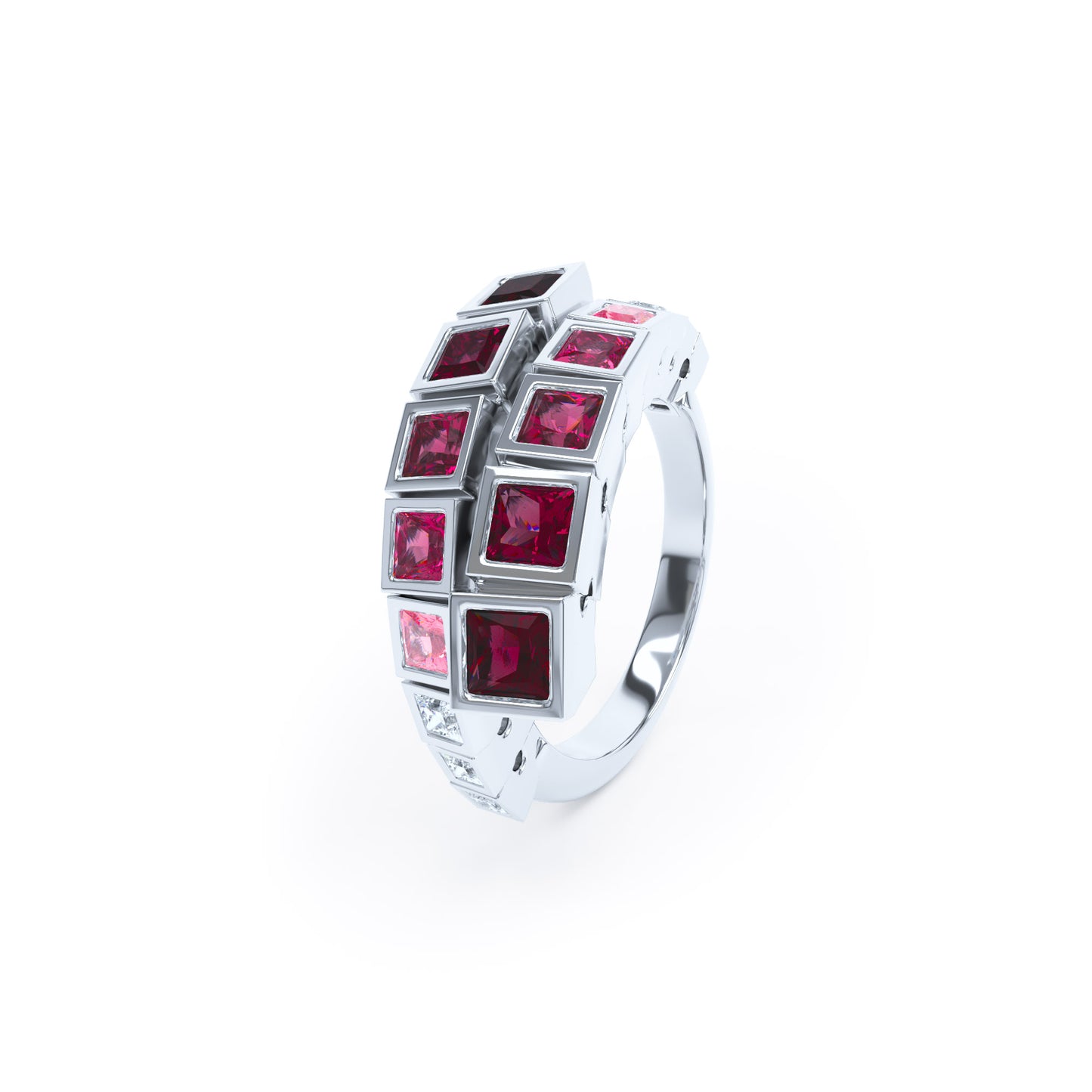 Square Rubies & Diamonds in Platinum