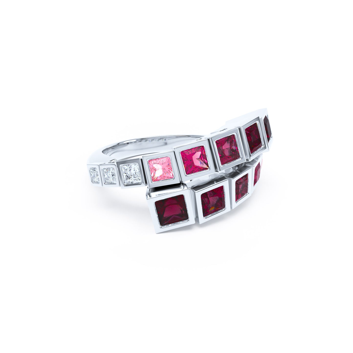 Square Rubies & Diamonds in Platinum