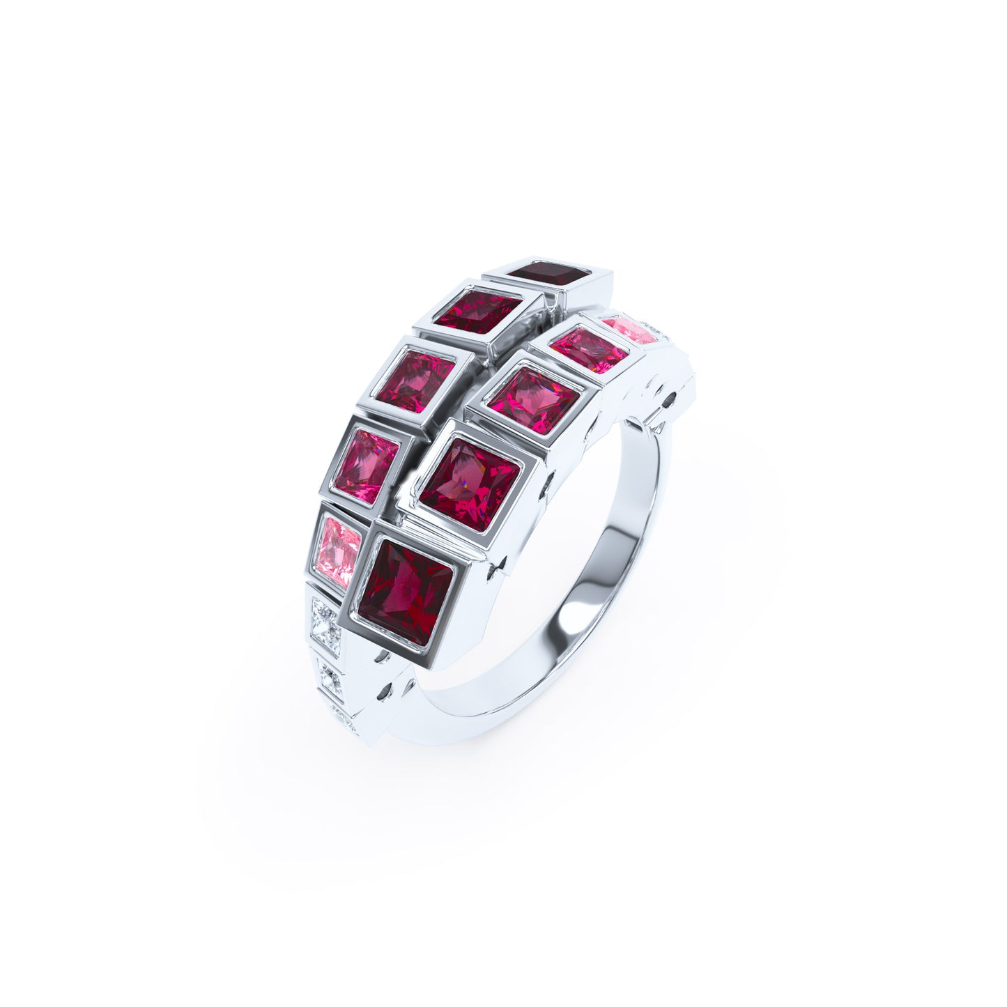 Square Rubies & Diamonds in Platinum