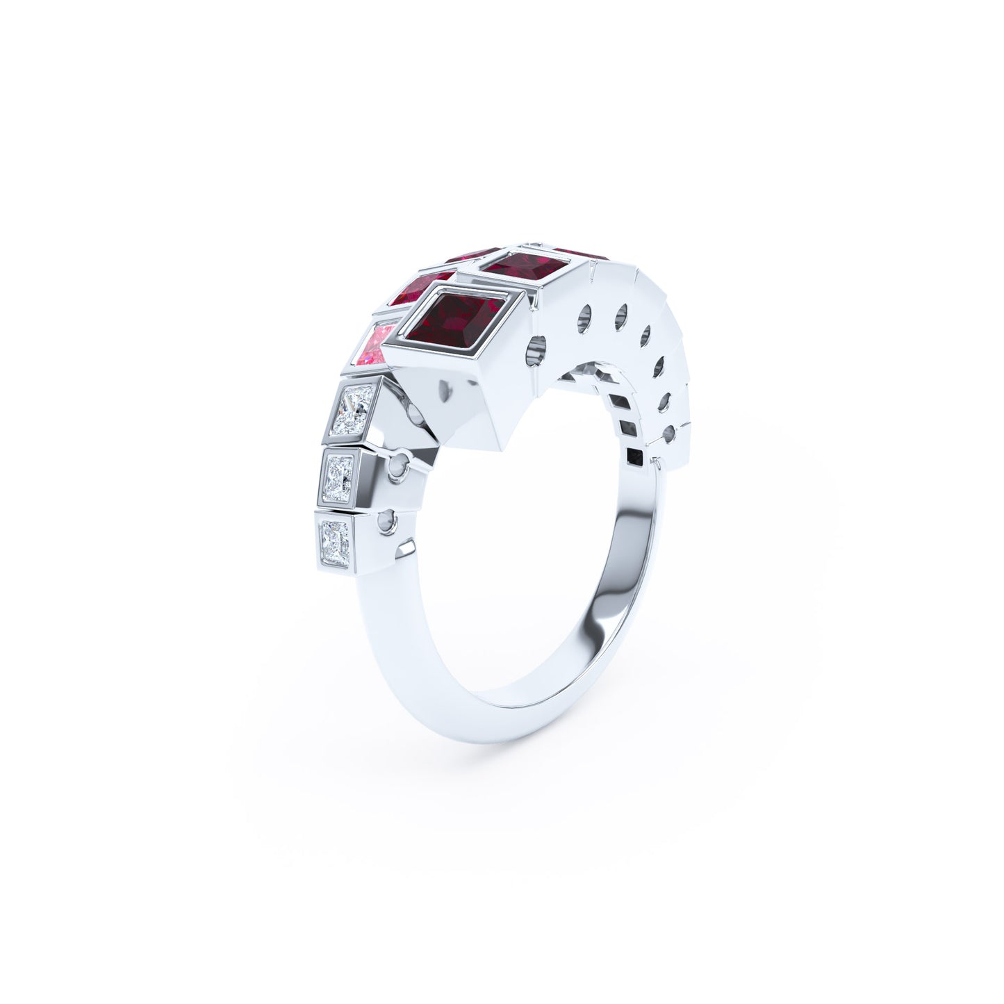Square Rubies & Diamonds in 18ct White Gold